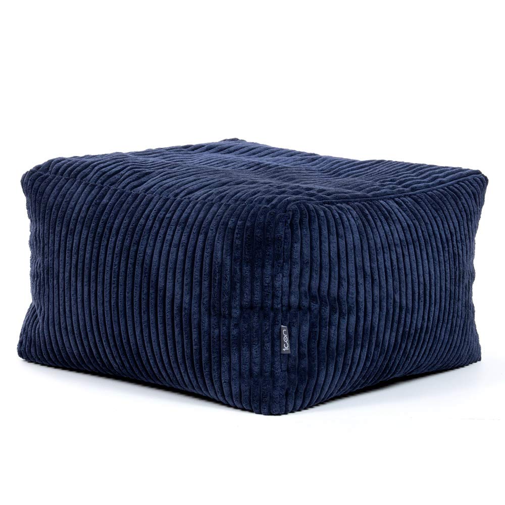Icon Amara Hocker, Salbeigrün, Flauschiger Cord Stoff, Sitzsack Cord, Sitzpuff, Pouf Hocker mit Füllung, Fußhocker für das Wohnzimmer, Deko Wohnzimmer