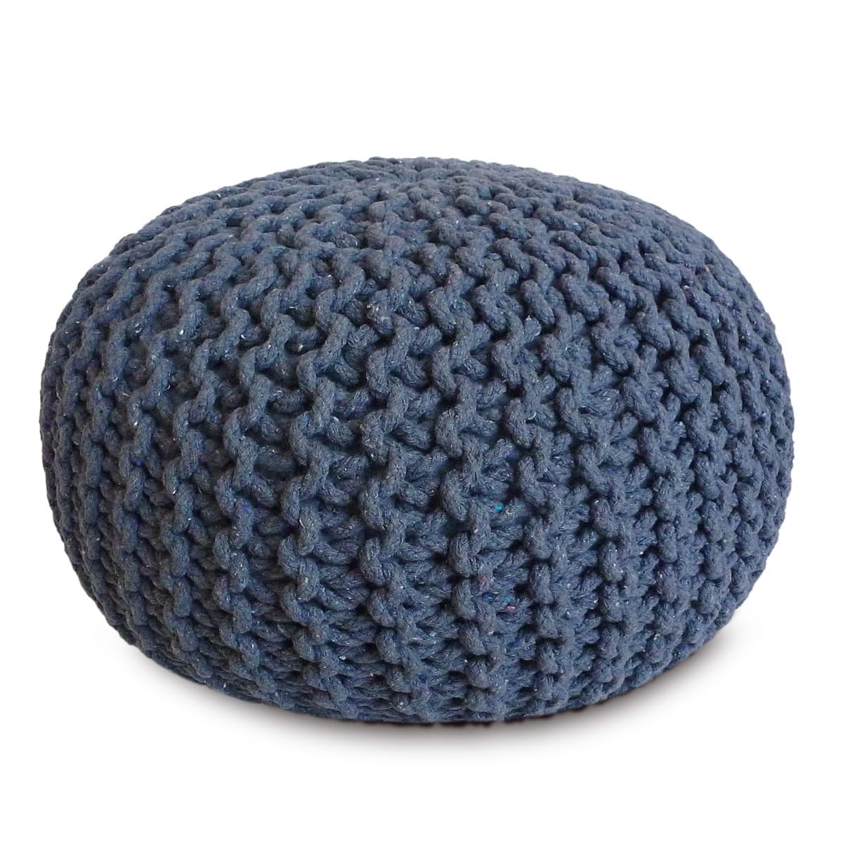 Strickhocker Pouf Ø45 oder 55cm Bodenkissen Sitzpouf XXL Baumwolle nachhaltig Größe ø 45 cm, Farbe beige