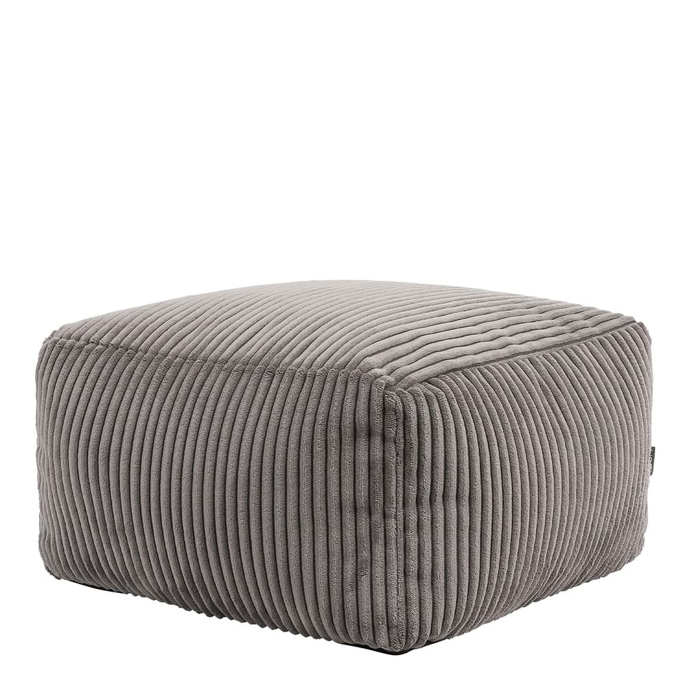 Icon Amara Hocker, Salbeigrün, Flauschiger Cord Stoff, Sitzsack Cord, Sitzpuff, Pouf Hocker mit Füllung, Fußhocker für das Wohnzimmer, Deko Wohnzimmer
