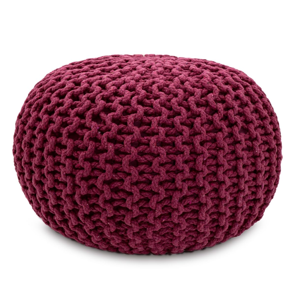 Strickhocker Pouf Ø45 oder 55cm Bodenkissen Sitzpouf XXL Baumwolle nachhaltig Größe ø 45 cm, Farbe beige