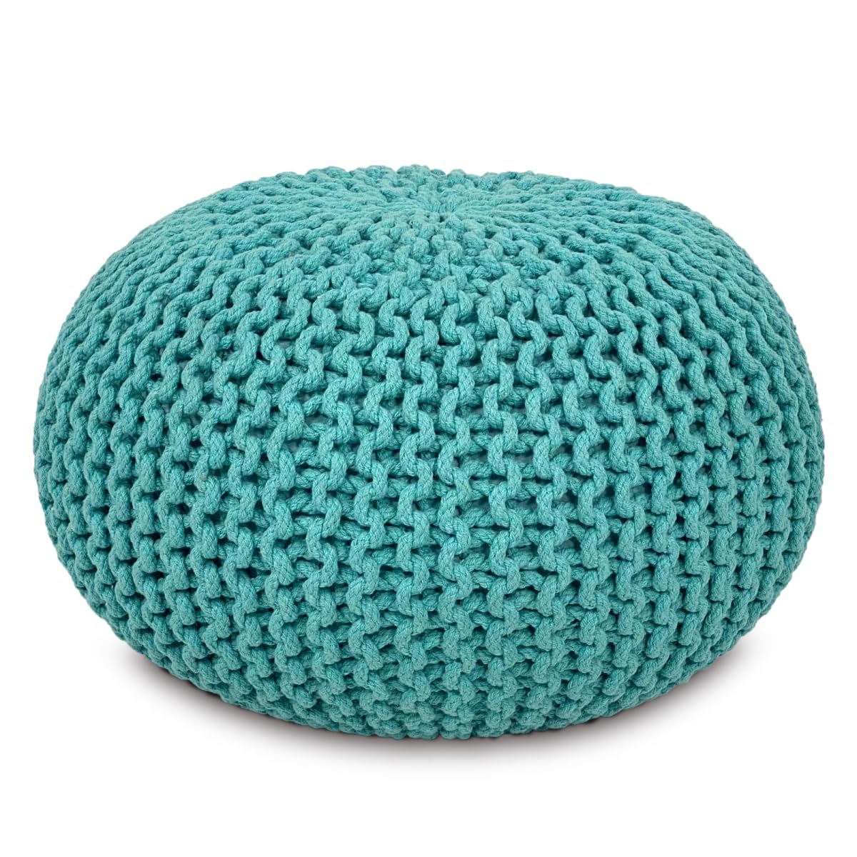 Strickhocker Pouf Ø45 oder 55cm Bodenkissen Sitzpouf XXL Baumwolle nachhaltig Größe ø 45 cm, Farbe beige