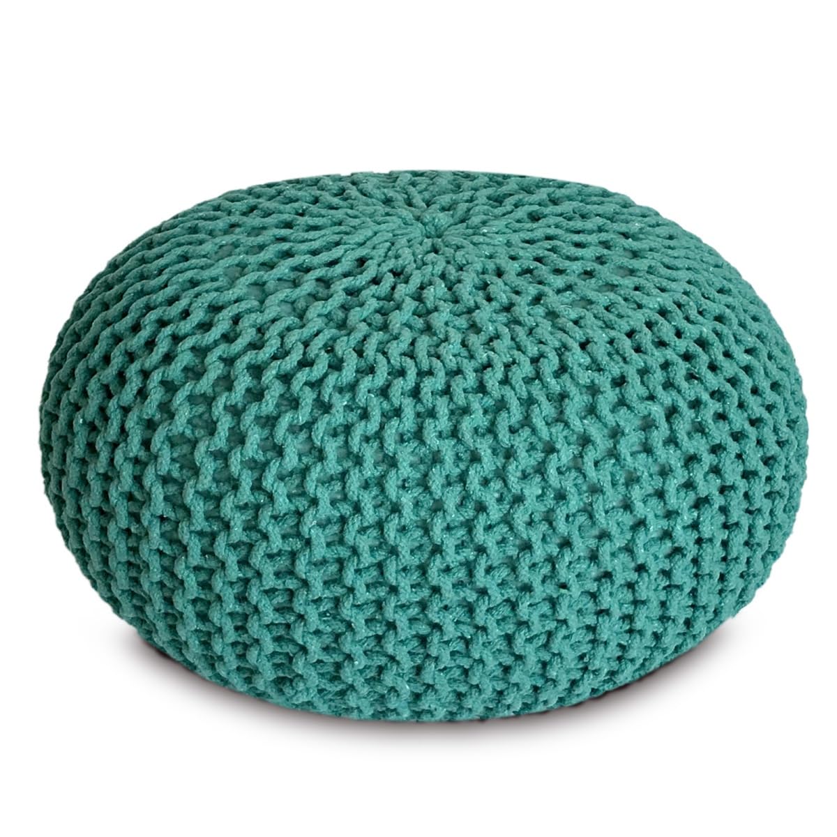 Strickhocker Pouf Ø45 oder 55cm Bodenkissen Sitzpouf XXL Baumwolle nachhaltig Größe ø 45 cm, Farbe beige