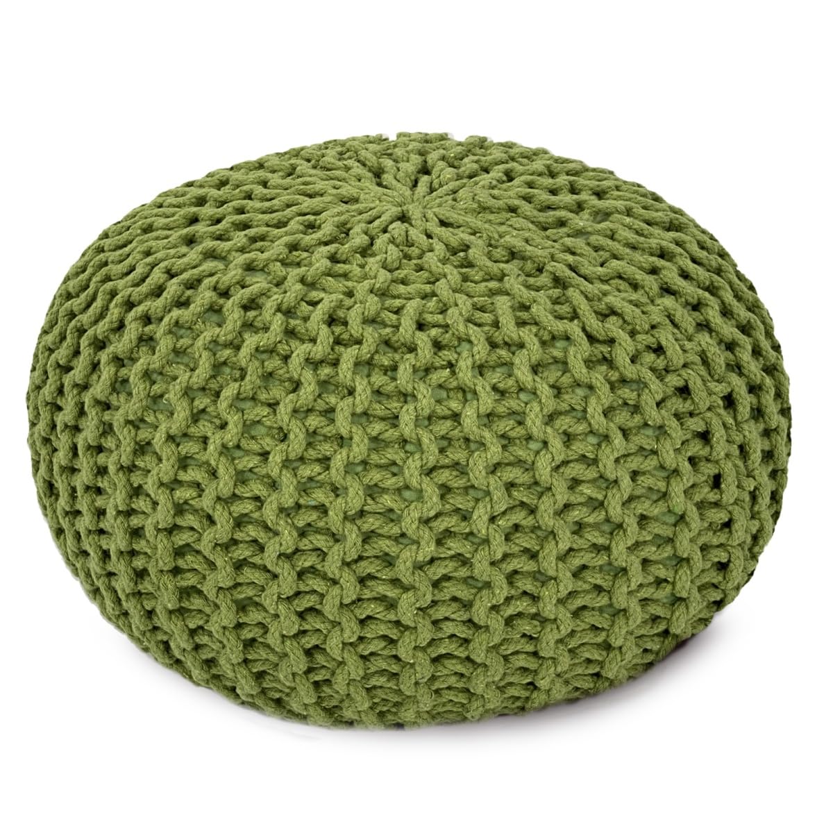 Strickhocker Pouf Ø45 oder 55cm Bodenkissen Sitzpouf XXL Baumwolle nachhaltig Größe ø 45 cm, Farbe beige