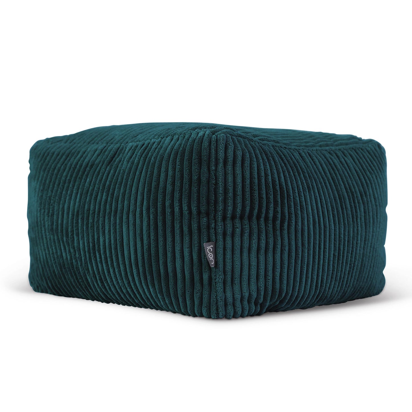 Icon Amara Hocker, Salbeigrün, Flauschiger Cord Stoff, Sitzsack Cord, Sitzpuff, Pouf Hocker mit Füllung, Fußhocker für das Wohnzimmer, Deko Wohnzimmer