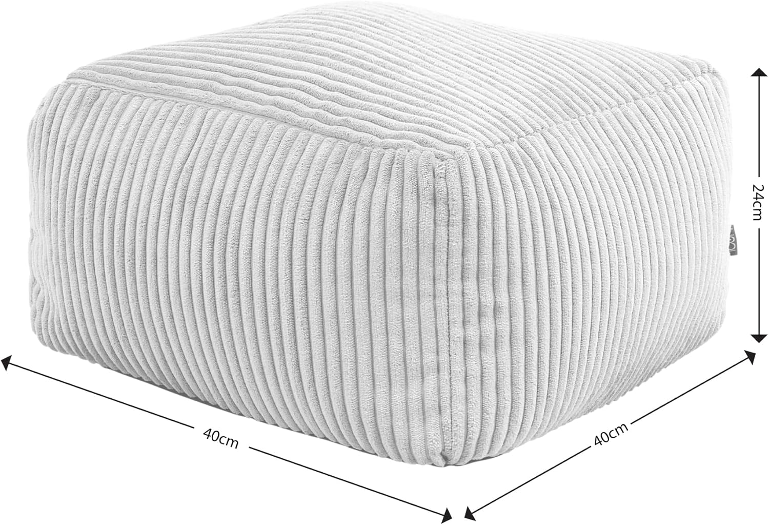 Icon Amara Hocker, Salbeigrün, Flauschiger Cord Stoff, Sitzsack Cord, Sitzpuff, Pouf Hocker mit Füllung, Fußhocker für das Wohnzimmer, Deko Wohnzimmer