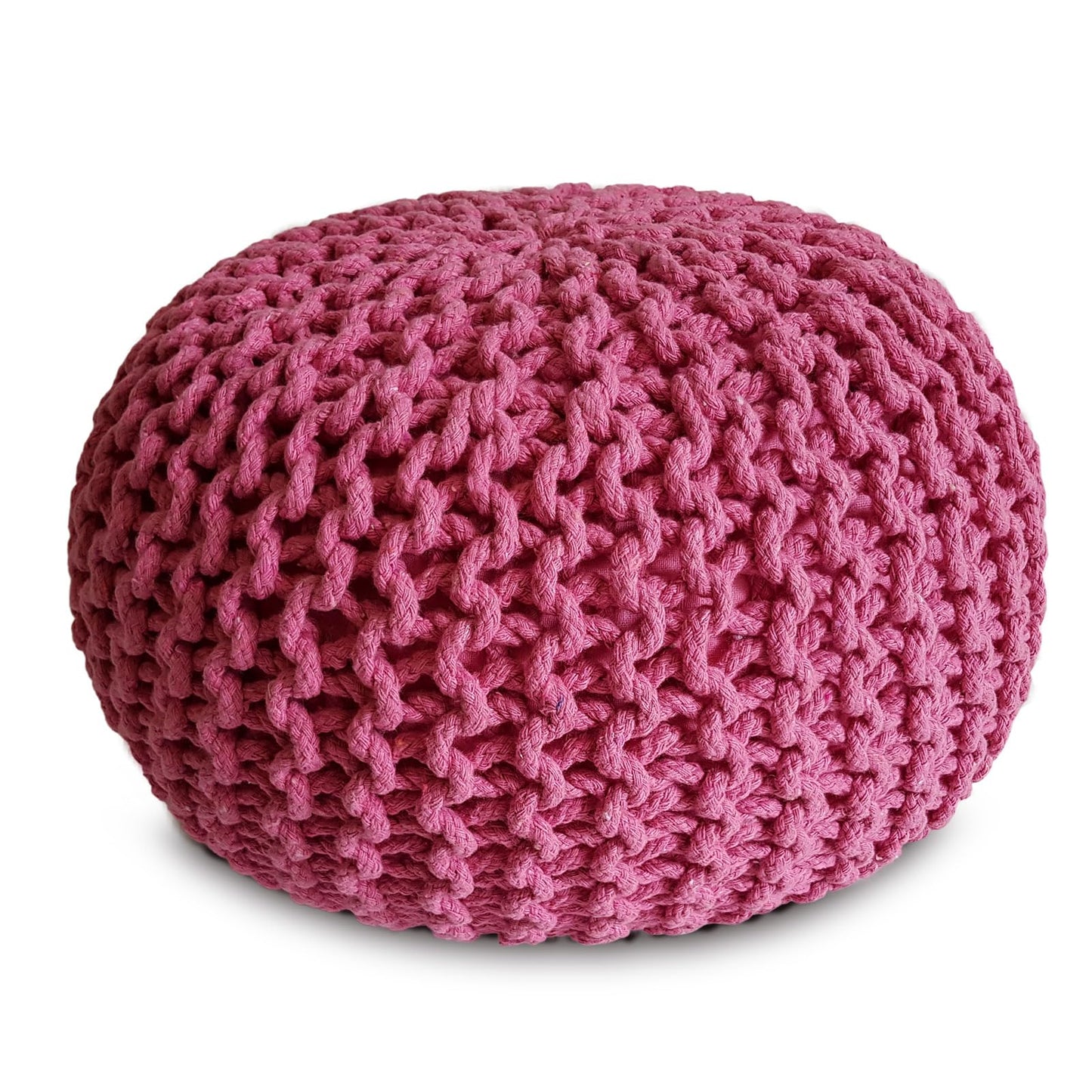 Strickhocker Pouf Ø45 oder 55cm Bodenkissen Sitzpouf XXL Baumwolle nachhaltig Größe ø 45 cm, Farbe beige